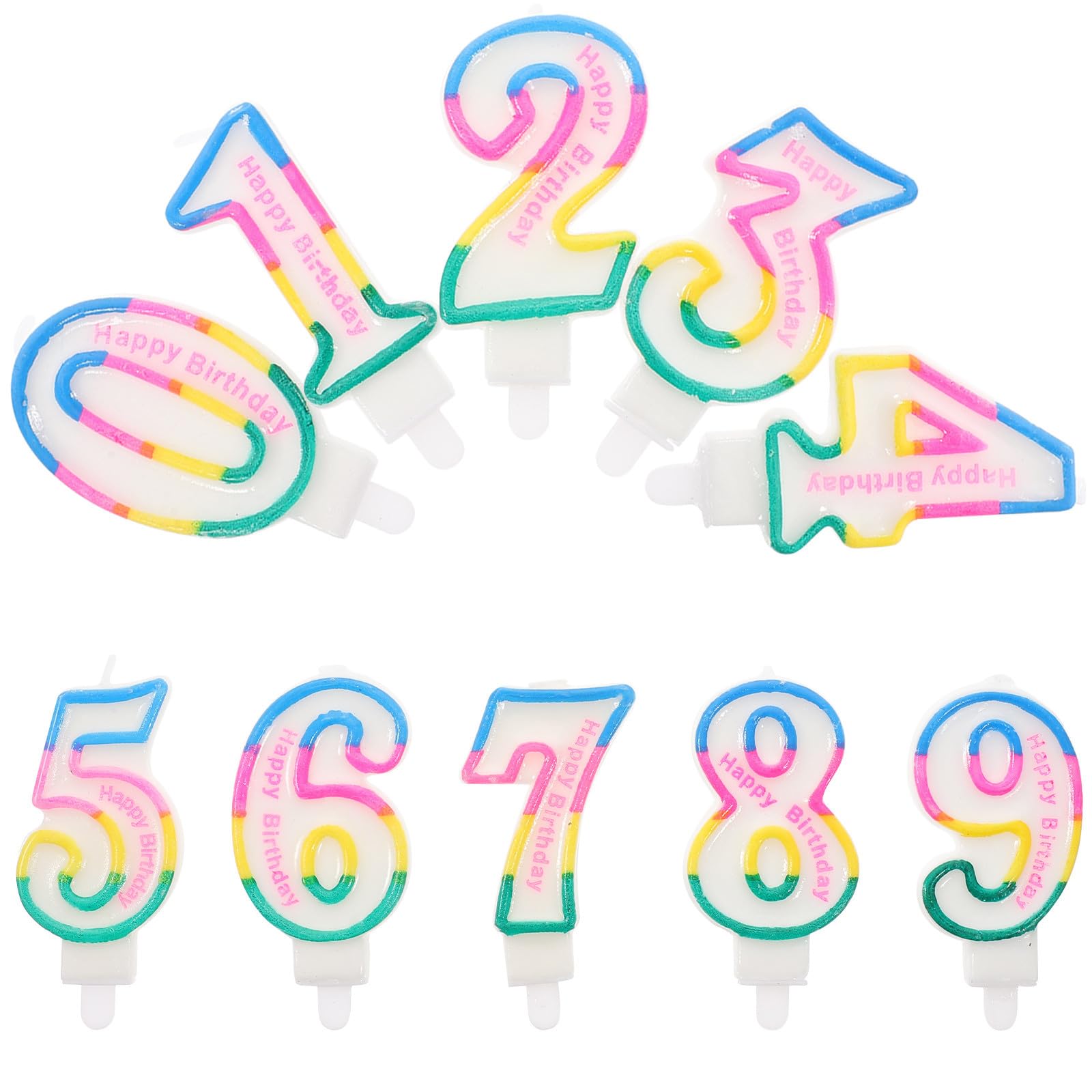 10pcs Colorful Number Birthday Candles for Cake Celebrations