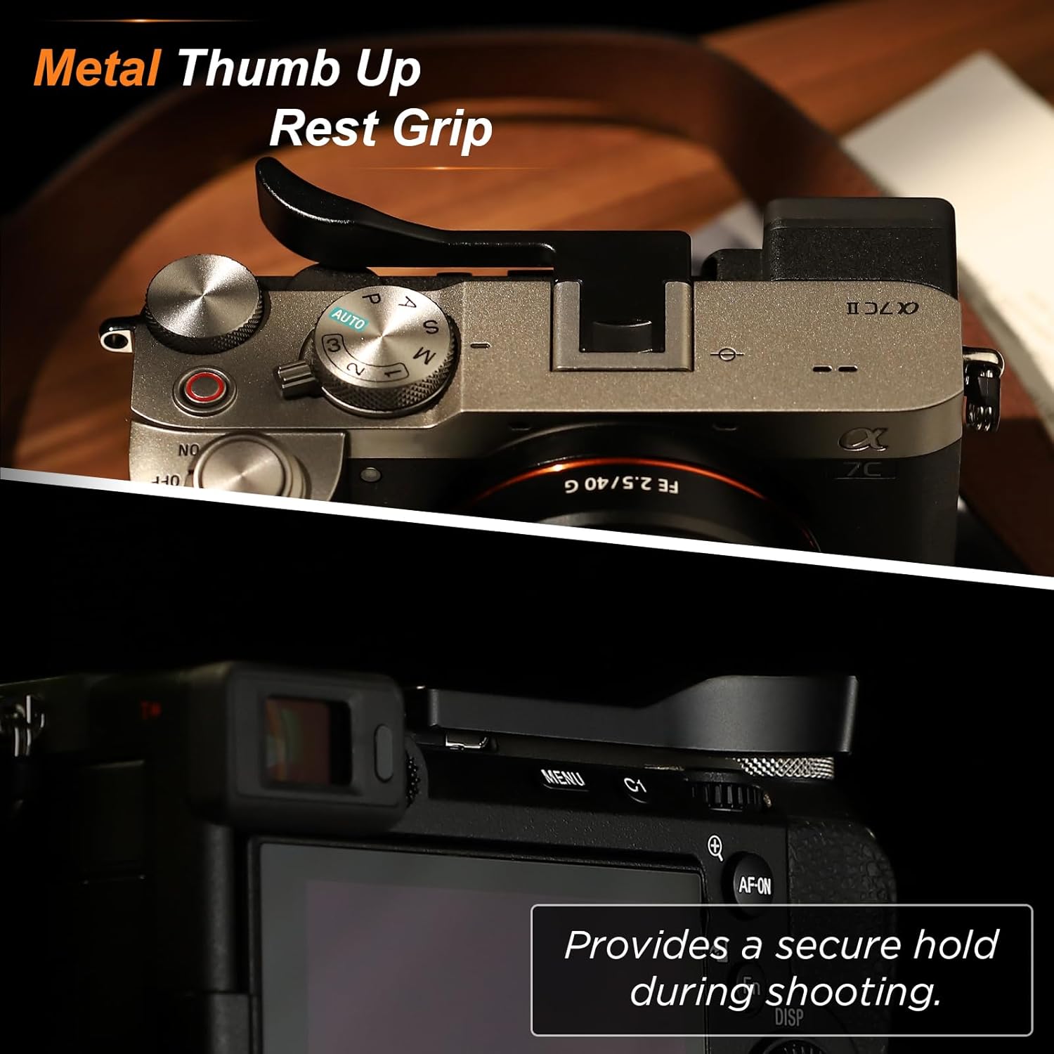 Haoge Metal Thumb Grip for Sony α7cii,Alpha 7CR,ILCE-7CR,Digital Camera Accessories Black Hot Shoe Thumb Up Rest Handle Grip THB-S7CR-B - Image 3