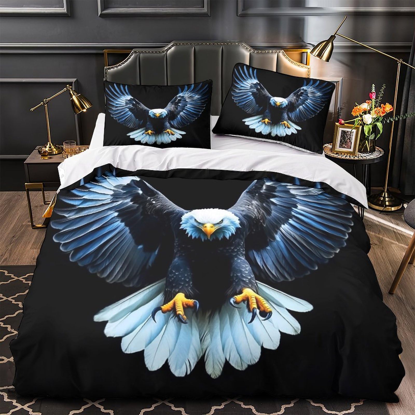 Parure de lit 3D aigle sauvage idée cadeau originale lit 140x200