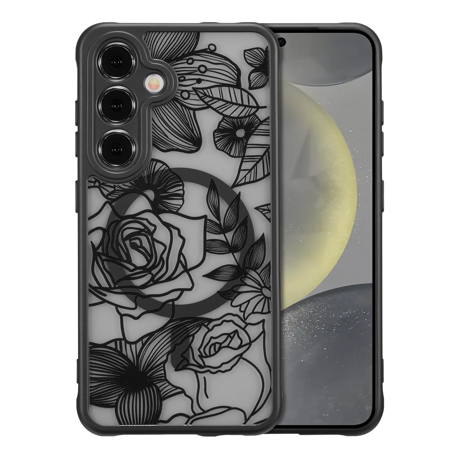 XIZYO Magnetic Case for Samsung Galaxy S25 Plus Floral Rose Cute [Compatible with Magsafe] for Women Girls Aesthetic Pattern Slim TPU Shockproof