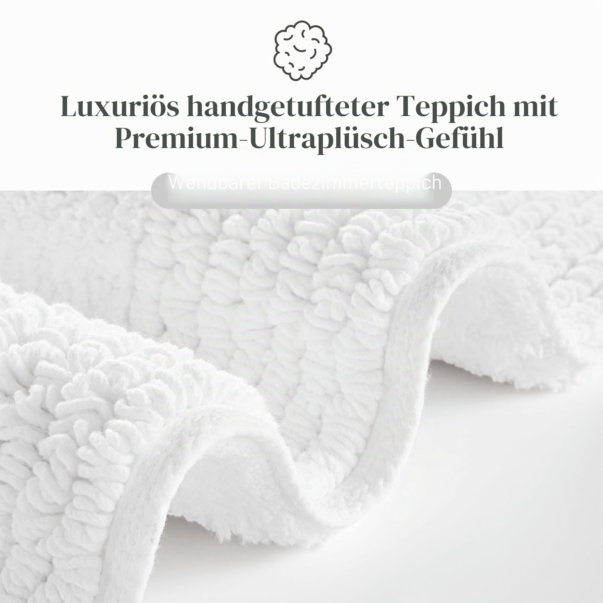 Madison Park Splendor wendbarer Badezimmerteppich, 100% Baumwolle, getuftet, 3000 g/m², Hotelqualität, luxuriöser Plüsch, mittelflorig, saugfähig, schnell trocknend, Duschraum-Dekor, 53 x 86 cm, Weiß