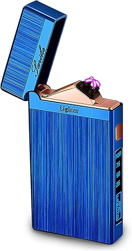 TIKIUKI Encendedor electrónico recargable por USB, sin fuego, a prueba de viento, de arco de plasma, encendedor de lujo a la moda con indicador LED,