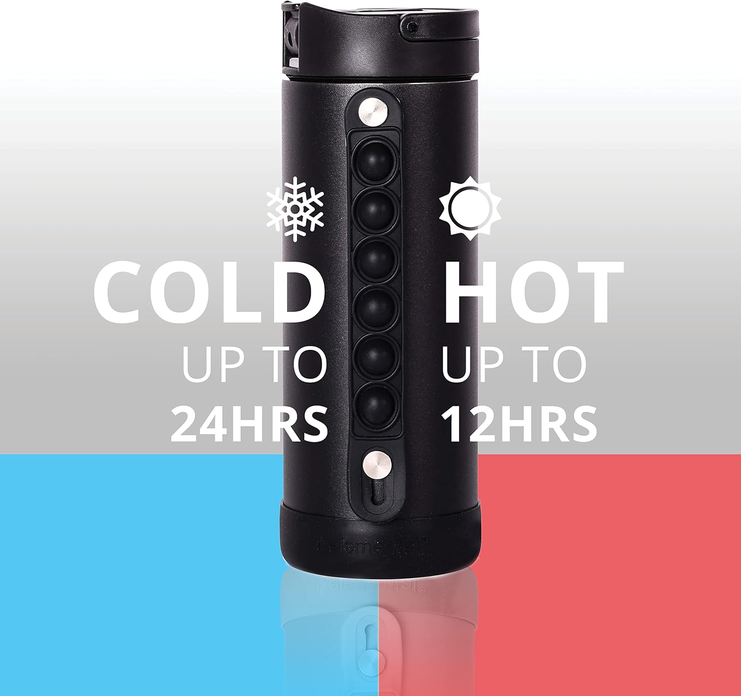 Elemental Iconic Kids Water Bottle for School - 100% Leak-Proof Insulated Water Bottles with Straw Lid & Pop-It Handle for Boys & Girls - Triple-Wall Insulated & BPA-Free, 14oz – Black - Image 6