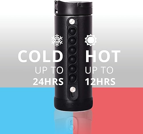 Miniatura 6 de Elemental - Botella de agua Iconic aislada para niños con tapa de popote y asa antiestrés con pop-it, a prueba de fugas, botella de agua de acero