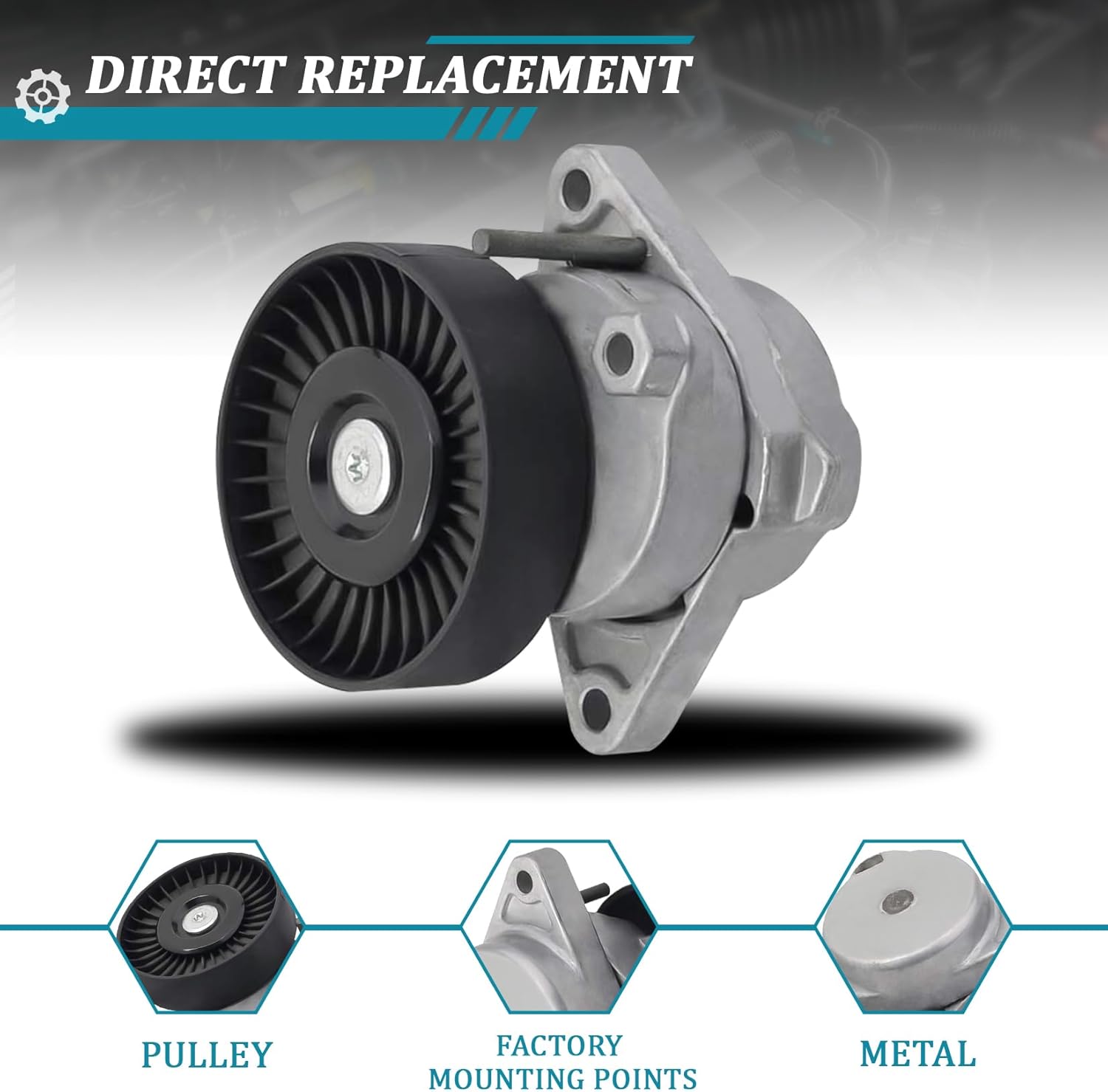 IRONTEK 419-037 Belt Tensioner Pulley Assembly fit for Mercedes-Benz (2001-2005 C240/ 2001-2005 C320/ 2006-2009 C350/ 1998-2005 CLK320/ 2006-2009 CLK350/ 2000-2003 CLK430/ 2011 E250) #1122000970 38174