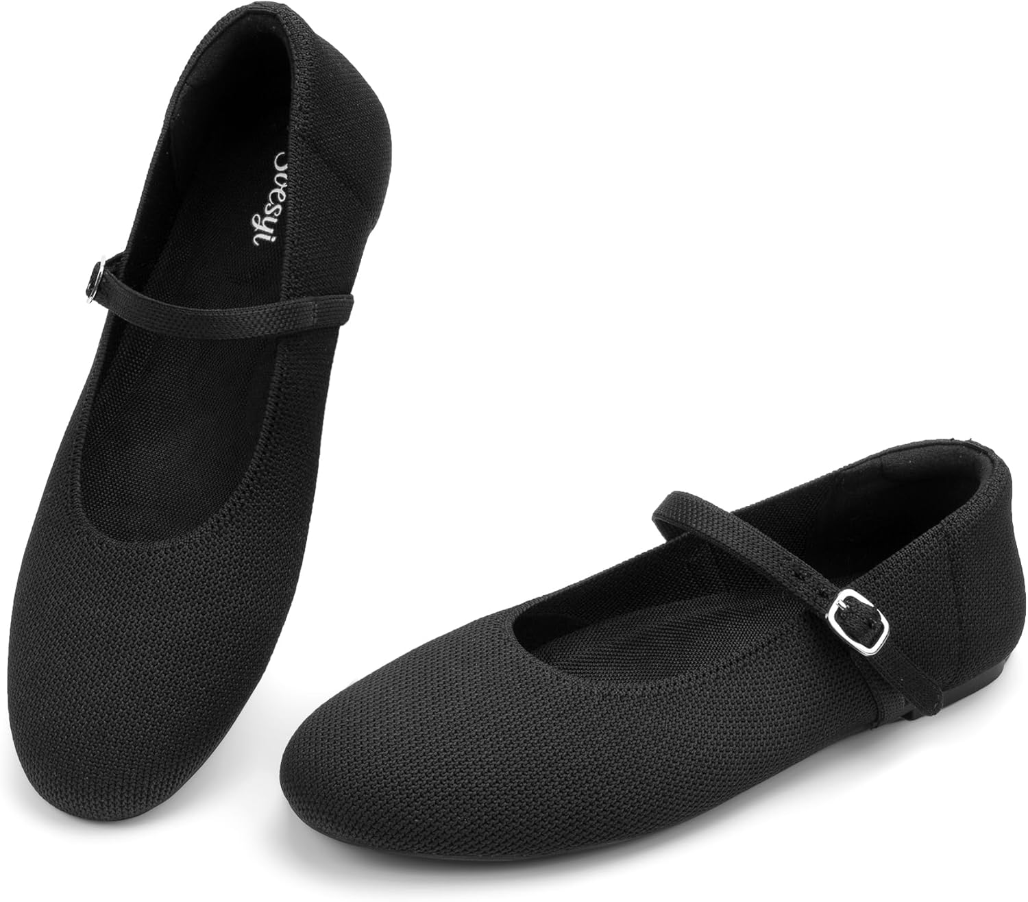 Women's Round Toe Ballet Flats Comfortable Mary Jane Shoes Dressy Slip On Knit Flats Adjustable Straps Washable Flats - Image 6