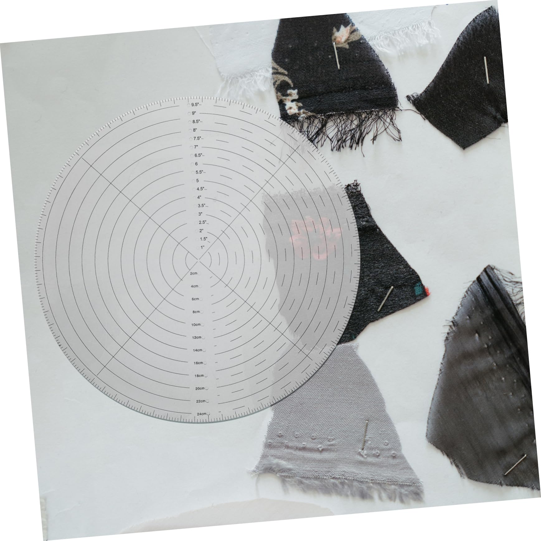Plantilla de Costura Acrílica Transparente de 10 Pulgadas con Diseño Circular Central, Herramienta Ligera para Patchwork y Escuela con Visibilidad Clara