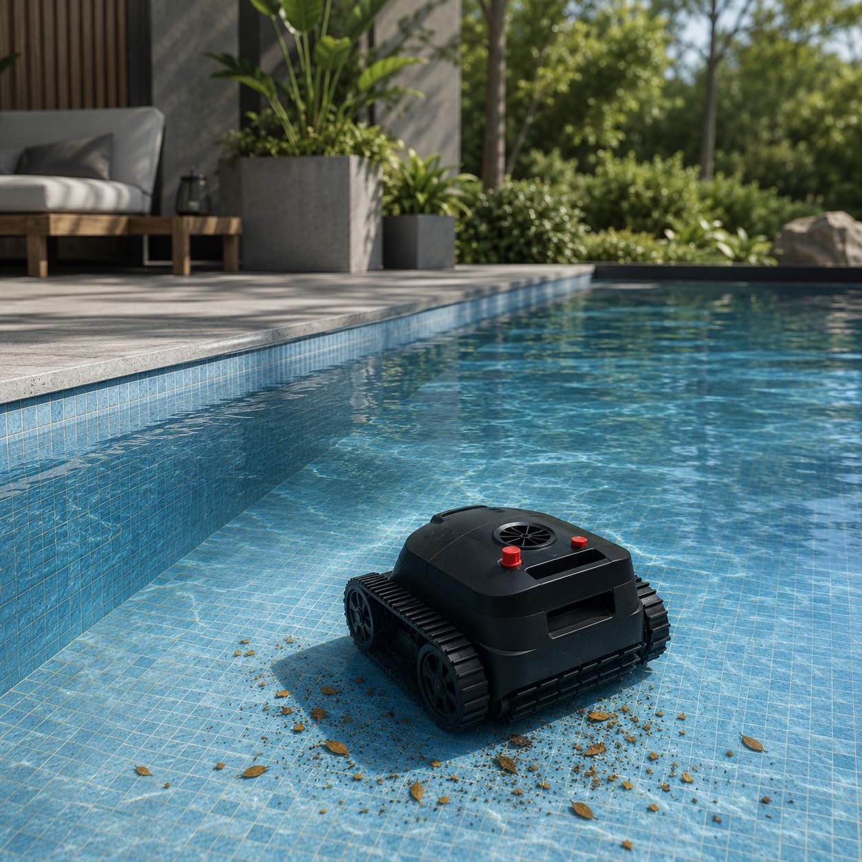 Robot Limpiafondos de Piscina Inalámbrico Automático, Limpieza de Suelo y Paredes, hasta 180 Minutos de Autonomía, Navegación Inteligente, para Piscinas Enterradas y Elevadas