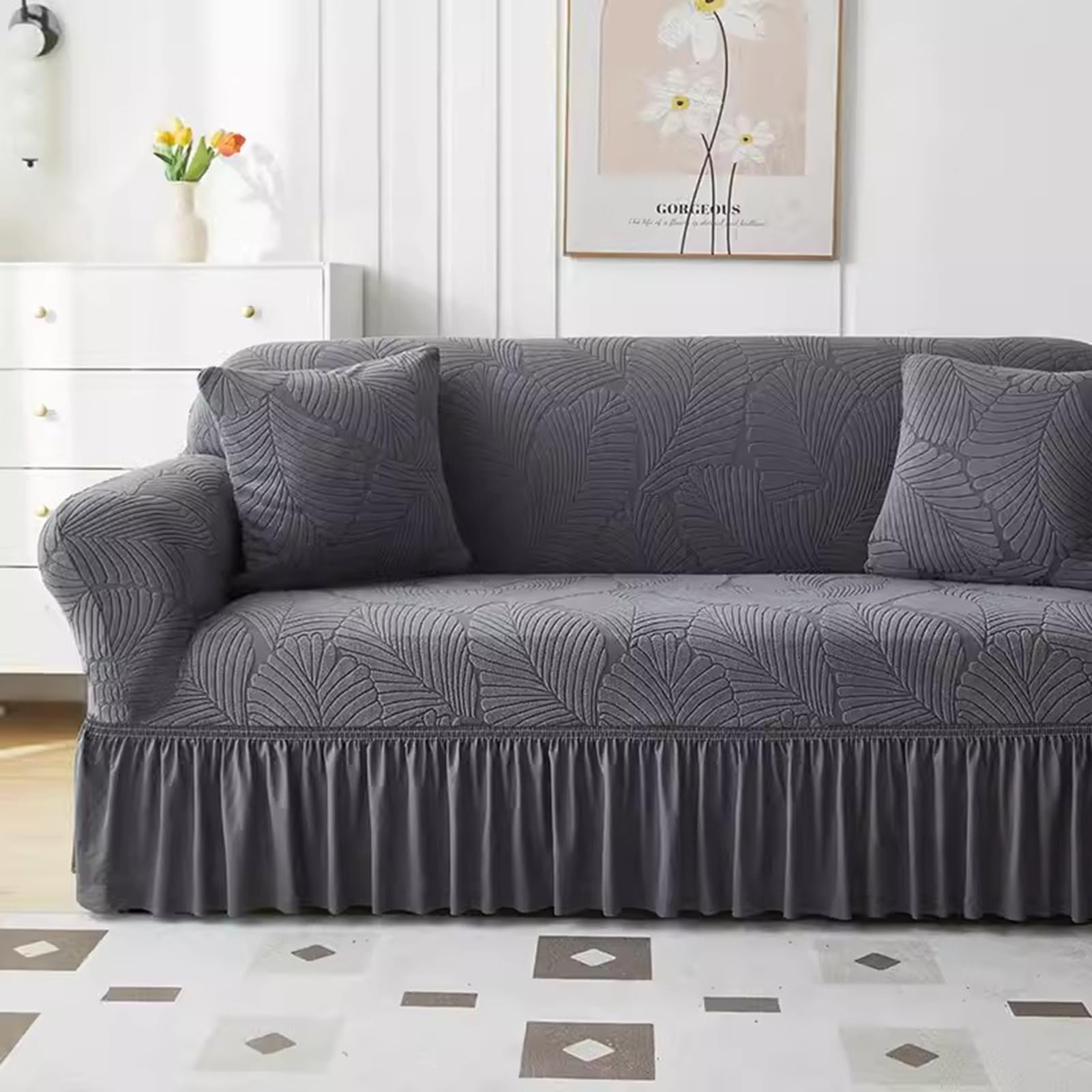Housse de canapé élastique contre les taches : salon gris impeccable