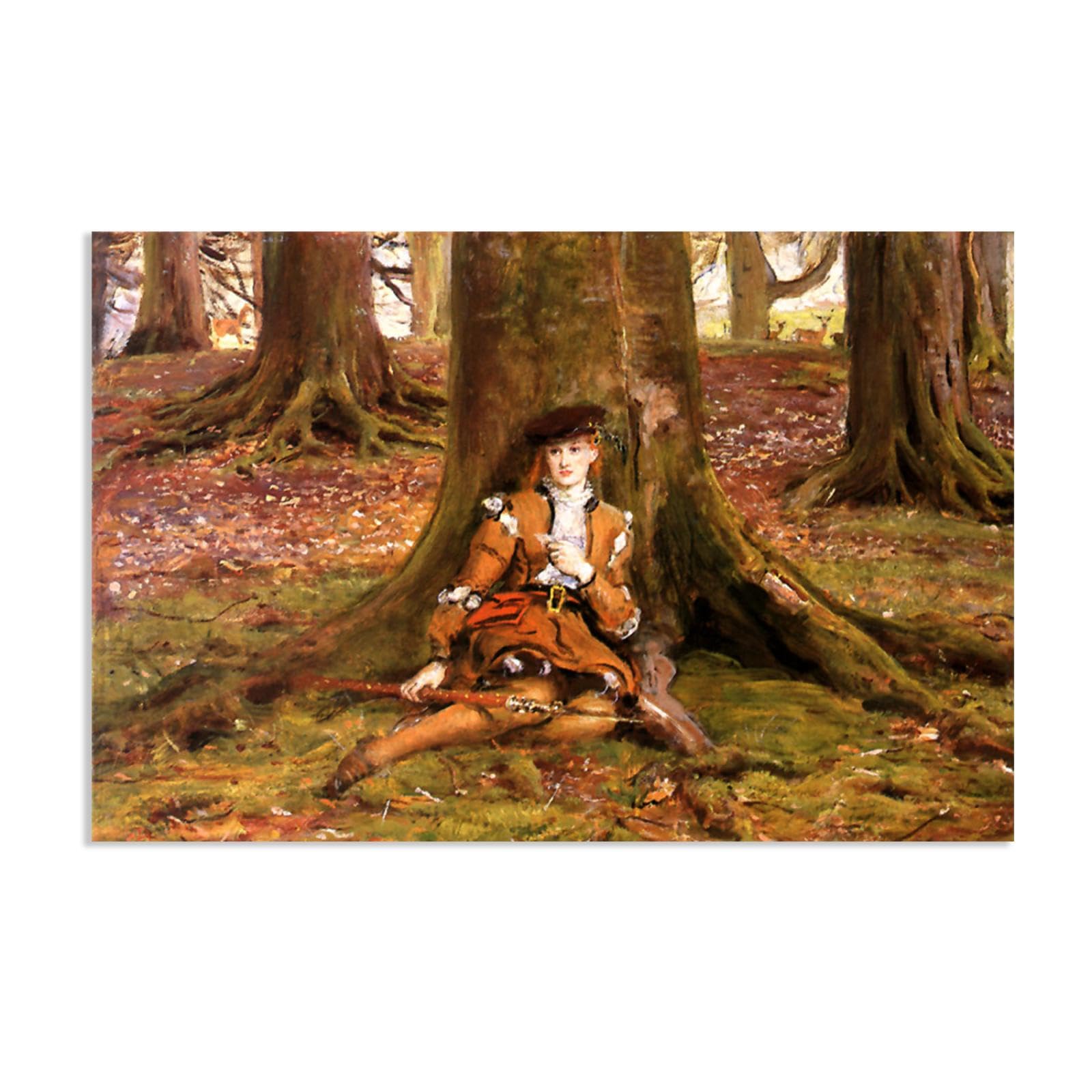 Rosalind In The Forest by John Everett Millais Poster The World Classic Art Reproductions Giclee Print on Canvas John Everett Millais Wall Art 30x20cm(12x8in) Frameless