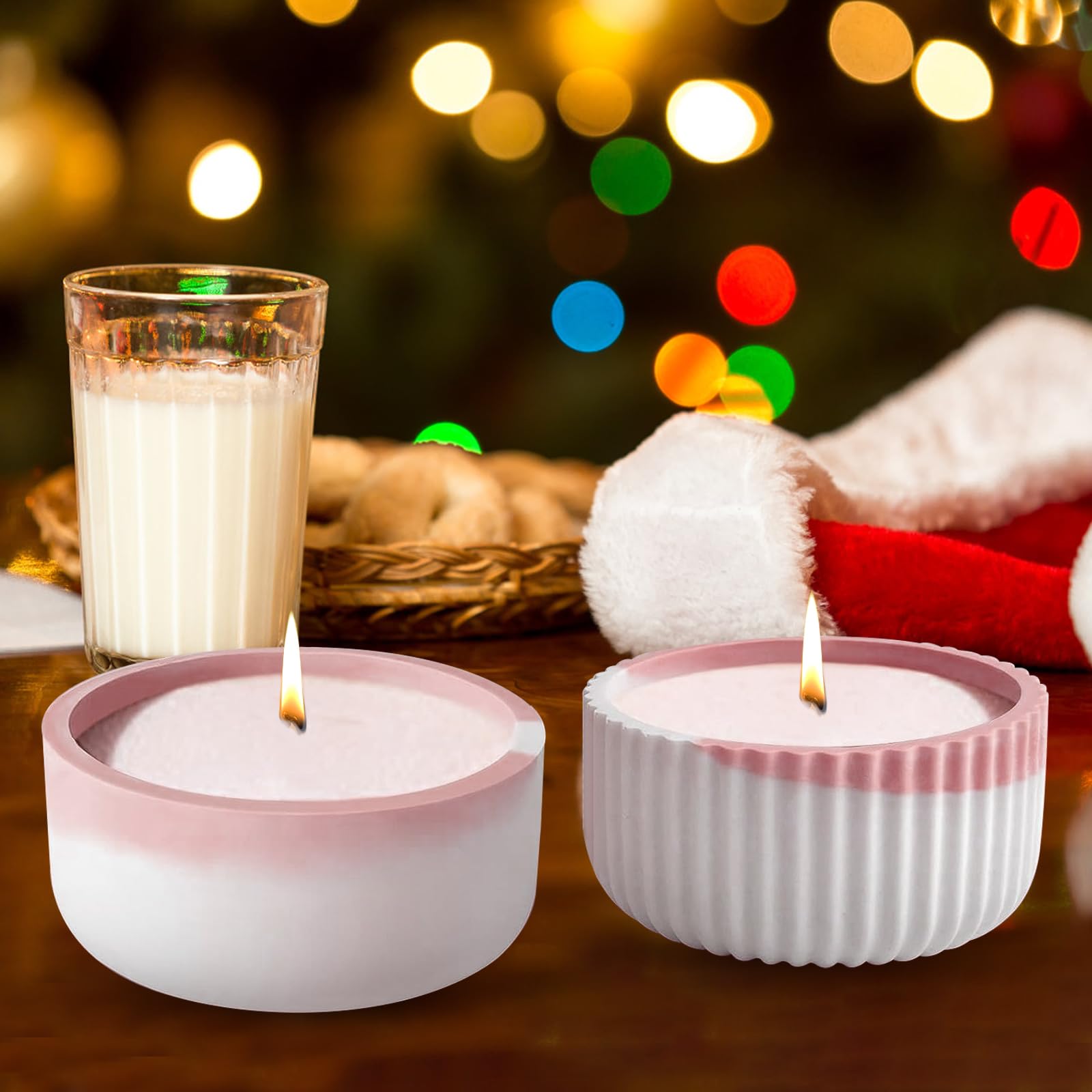 Lot De 2 Moules En Silicone Avec Couvercle - Pour Pots De Fleurs, Bougeoirs DIY - 7,5 à 8 Cm