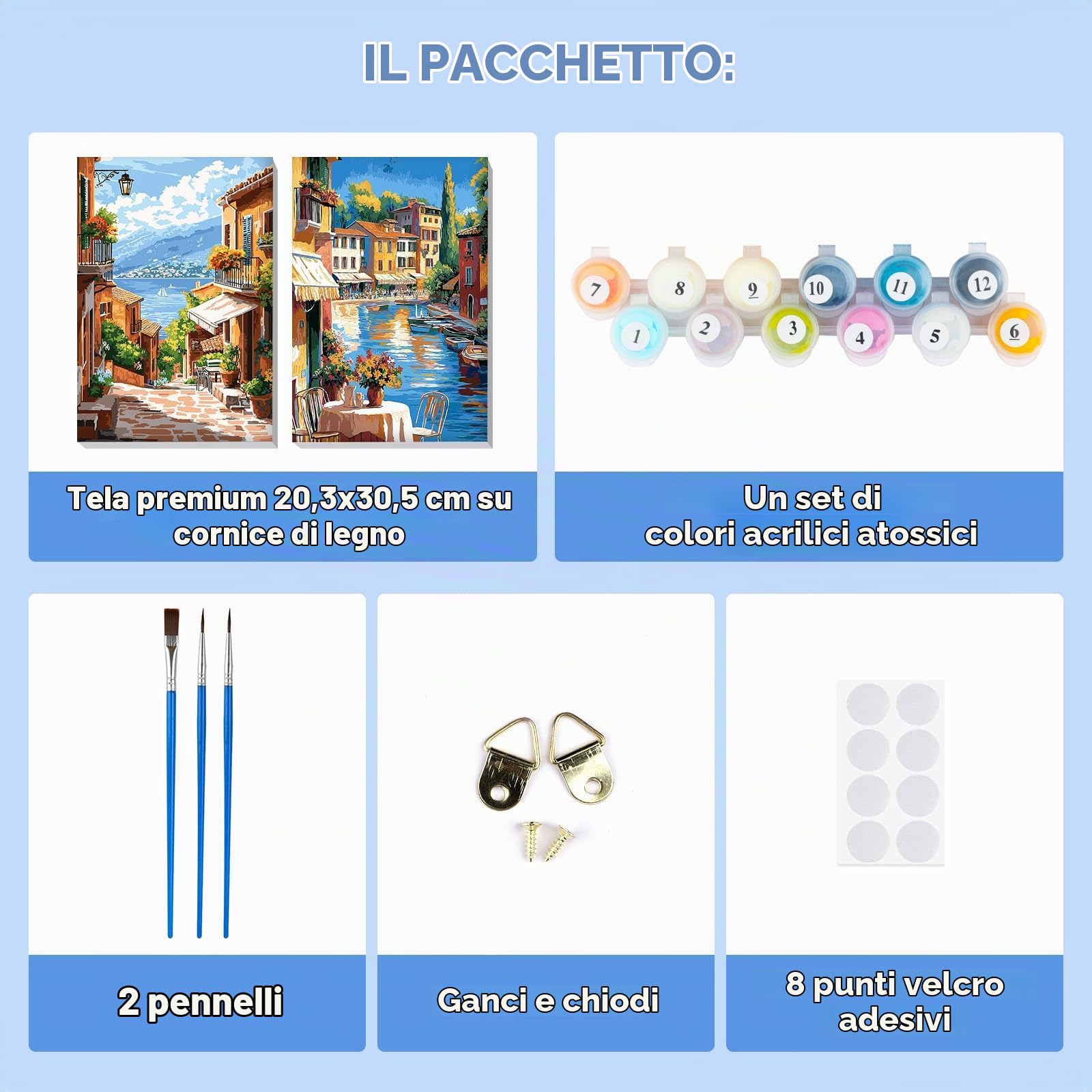 Lxmsja 2 Pezzi Dipingere con i Numeri Adulti Con Cornice, Paesaggio Paint by Numbers Kit Principianti Con 3 Penne, Hobby Creativi Adulti Idee Regalo Donna Decorazioni Casa - 20x30cm