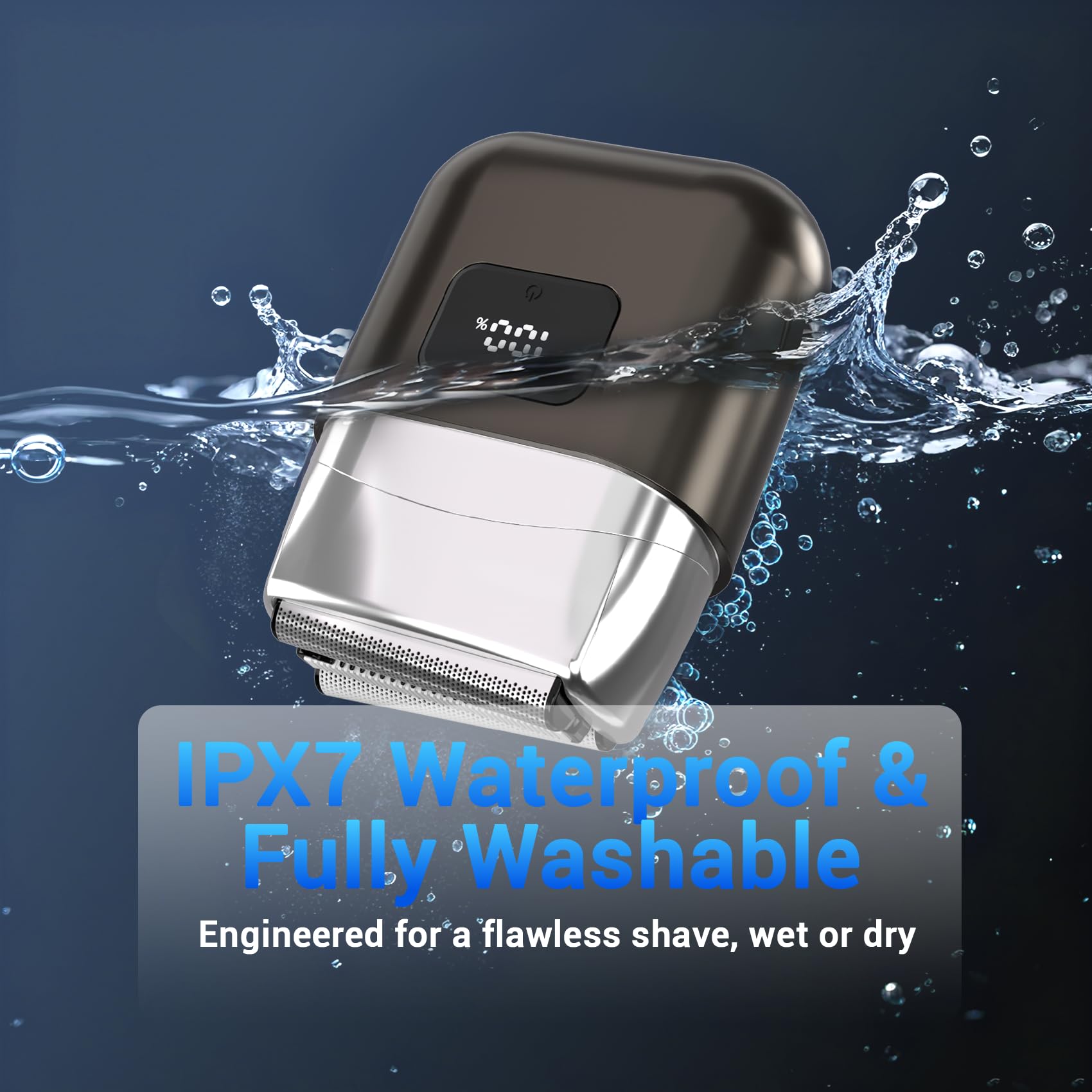 Electric Foil Shavers for Men: Mini Electric Razor with 3 Floating Blades, LED Display, Dual Speed - IPX7 Waterproof Wet/Dry Cordless Razor, USB Fast Charging, Travel Lock