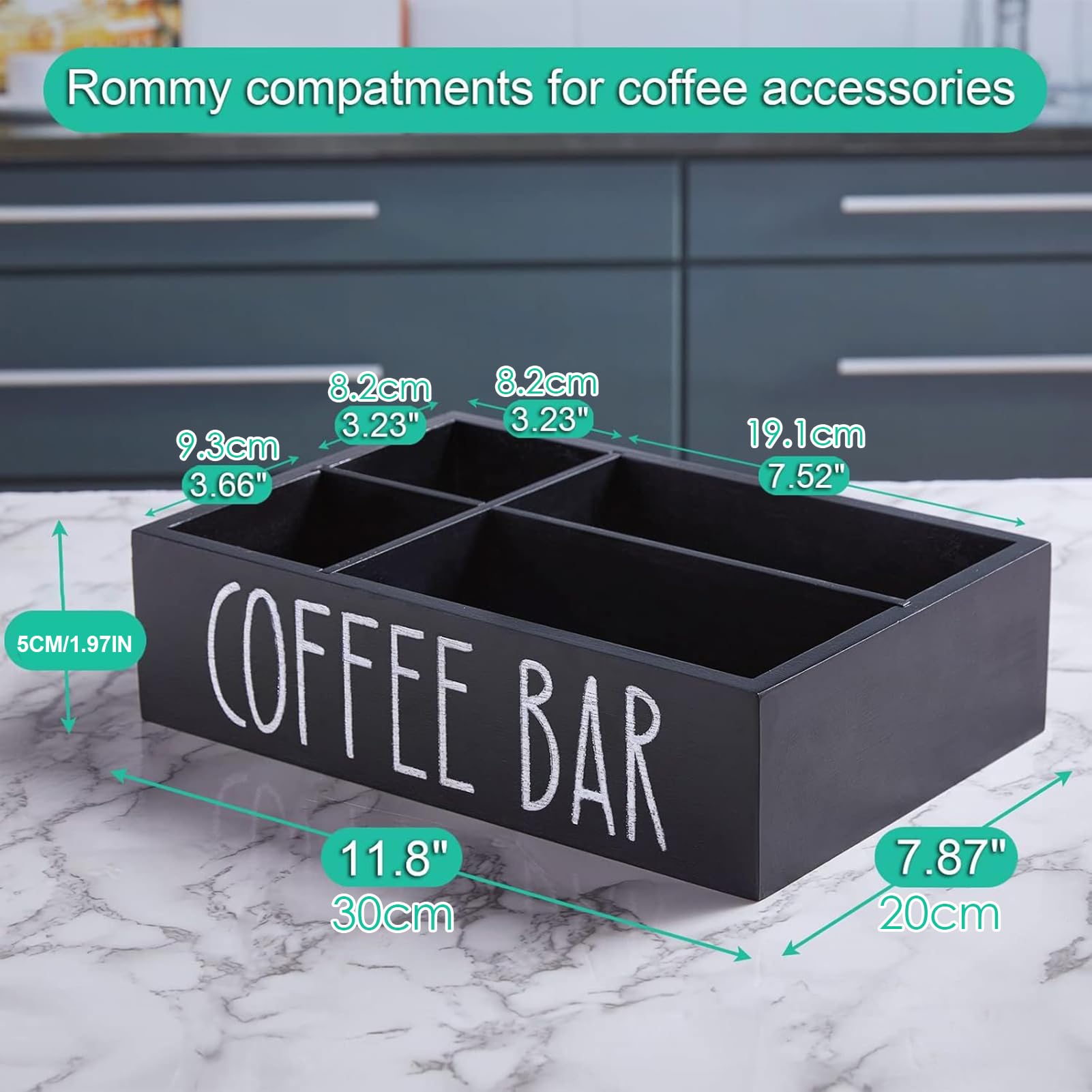 Generico Organizer Da Banco - Contenitore Caffe In Legno Con Ripiano - Organizers Per Cialde, Bustine The E Zucchero - Contenitore Per Accessori Per Ufficio, Casa, Cucina, Bar, Lounge E Hall Di Hotel