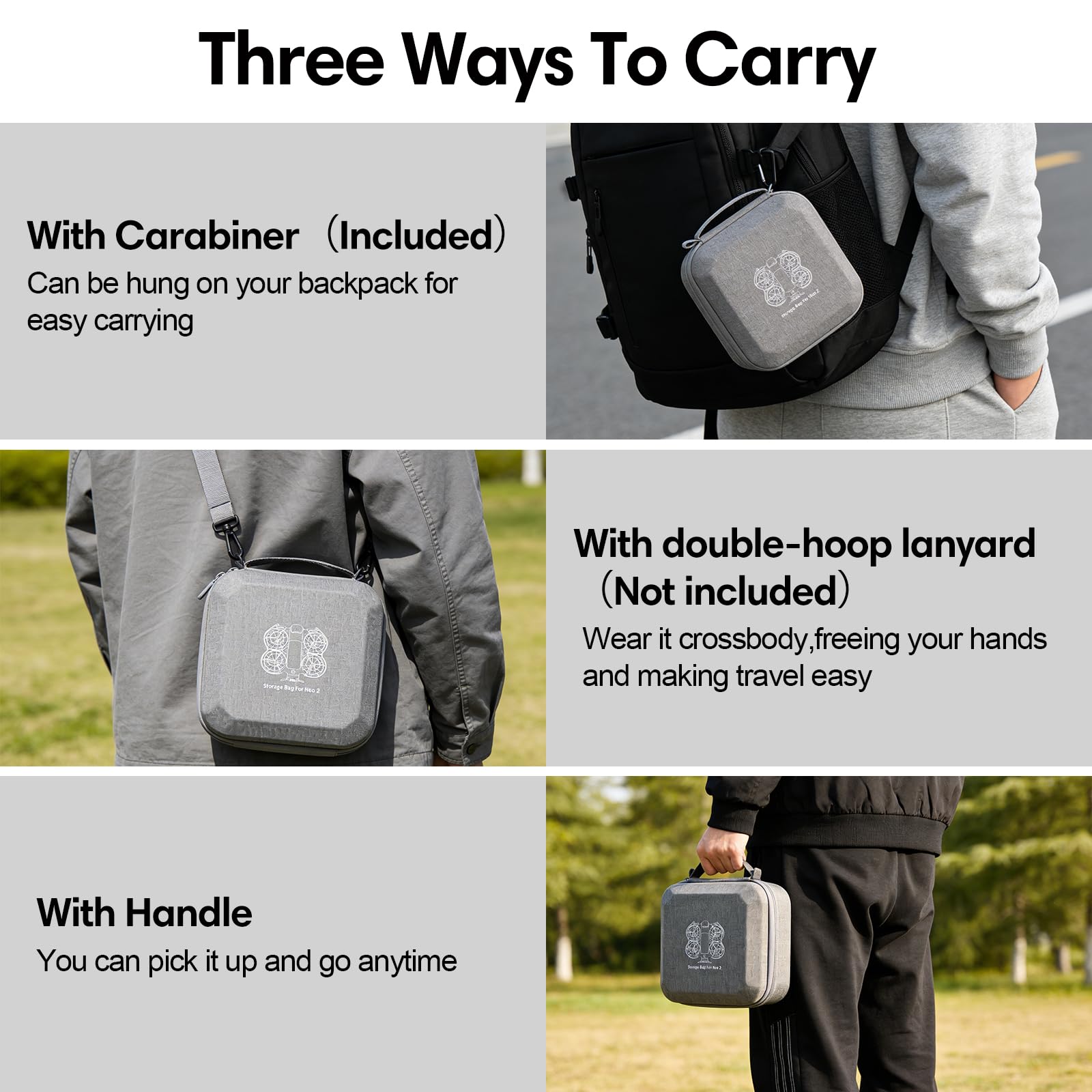 Neo 2 bolsa, carcasa dura portátil para DJI Neo 2 Drone, Maleta Drones Accesorios para DJI Neo 2, Gris Bolsa Estuche Portátil Ligero y Compacto