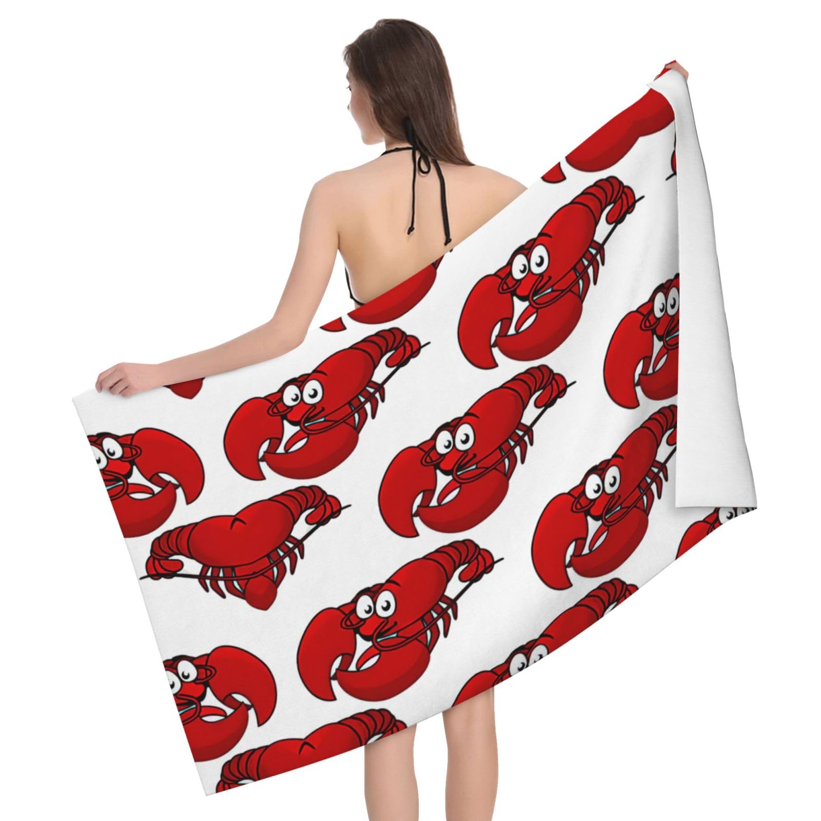 Serviette de bain microfibre homard rouge absorbante pour voyage