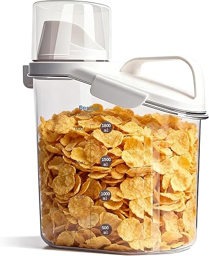 Recipientes de cereales con boquilla de vertido para almacenamiento de alimentos con tapa hermética para harina de arroz, azúcar, perro, gato,