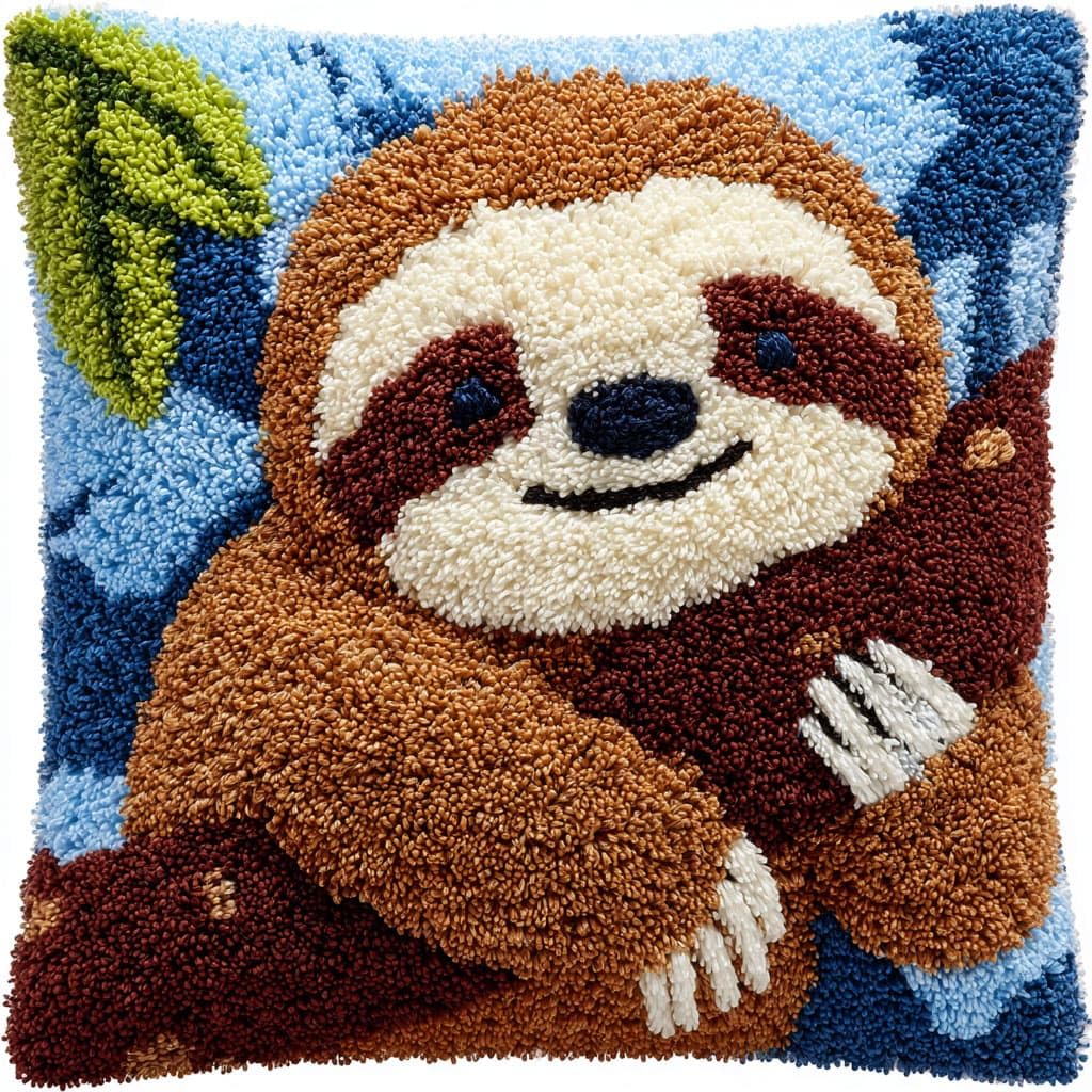 Wallustrioaw Latch Hook Cushions-G Latch Hook Cushion Kits,Animal Sloth
