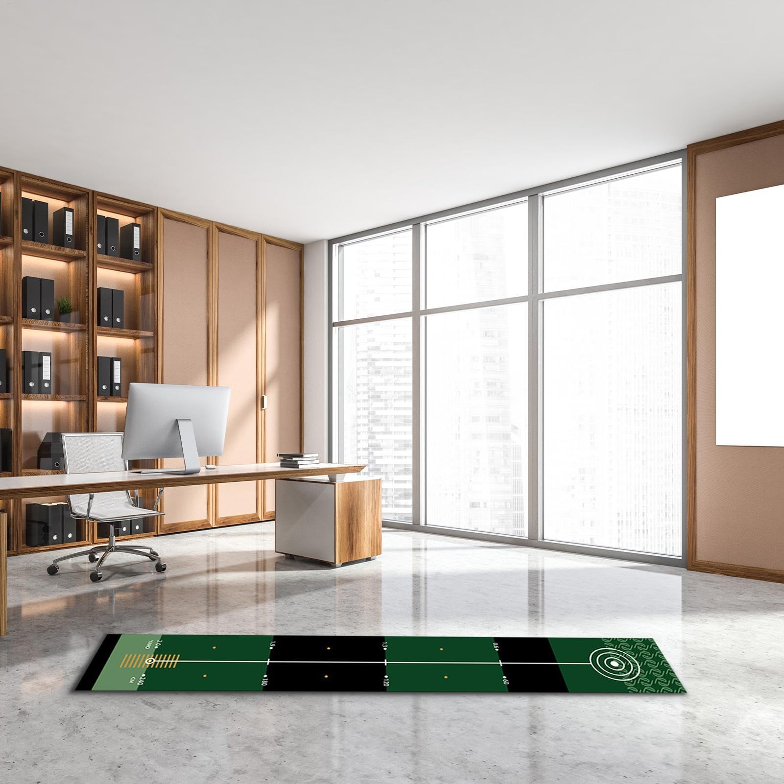 Tapete de golf para entrenamiento de golf, tapete de práctica de putt, equipo de entrenamiento de golf, portátil, verde, para interiores con respaldo antideslizante para hombres y mujeres