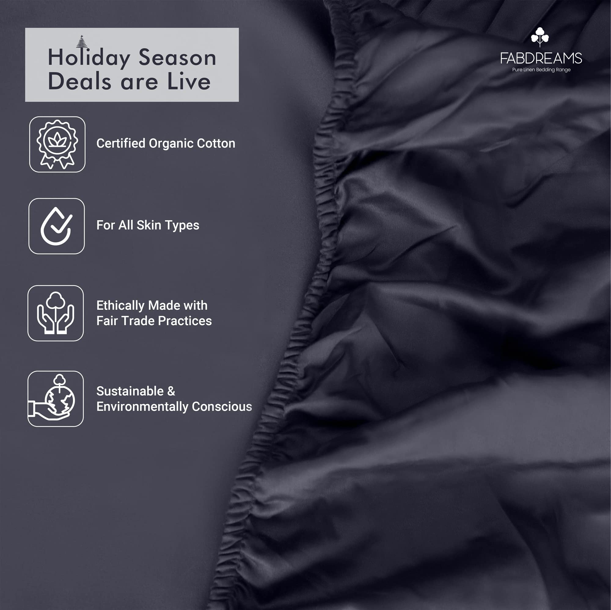 Fabdreams 100% Organic Cotton Twin Size Fitted Sheet | 400 Thread Count Fitted Sheet | GOTS Certified | Long Staple Cotton | Upto 17