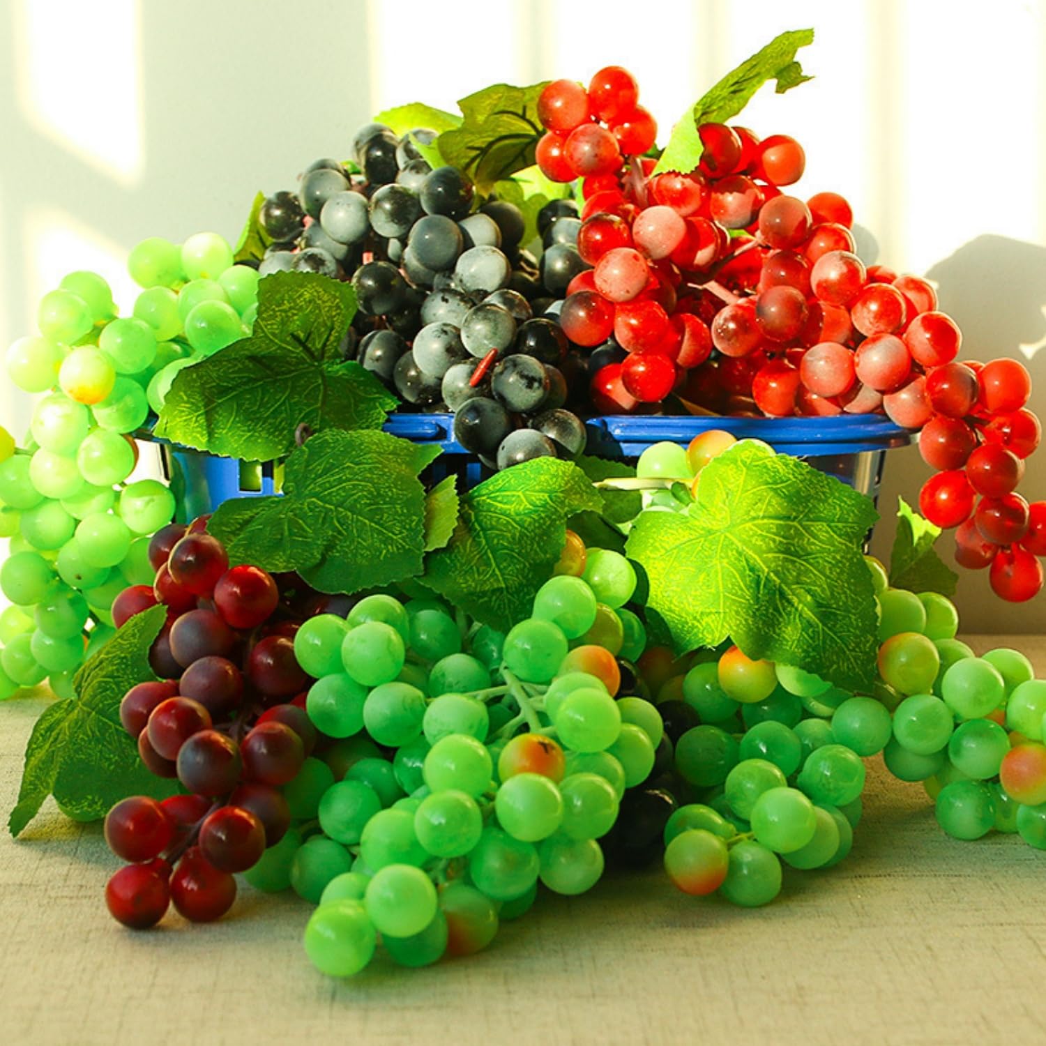 Bouquet De Raisins Artificiels Réalistes - 3 Couleurs (Violet, Noir, Vert) Pour Décoration Intérieure