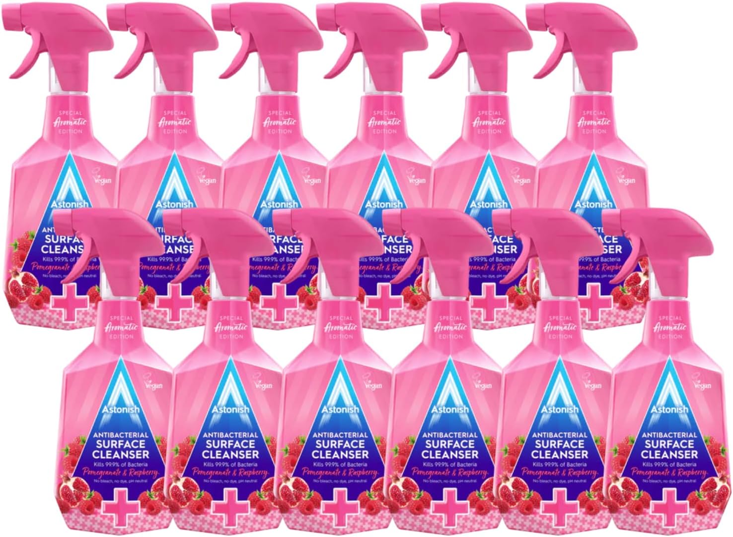 Astonish Special Aromatic Edition Multi-Purpose Anti-Bacterial Surface Cleanser Spray, Pomegranate and Raspberry Scent, 12 X 750ml