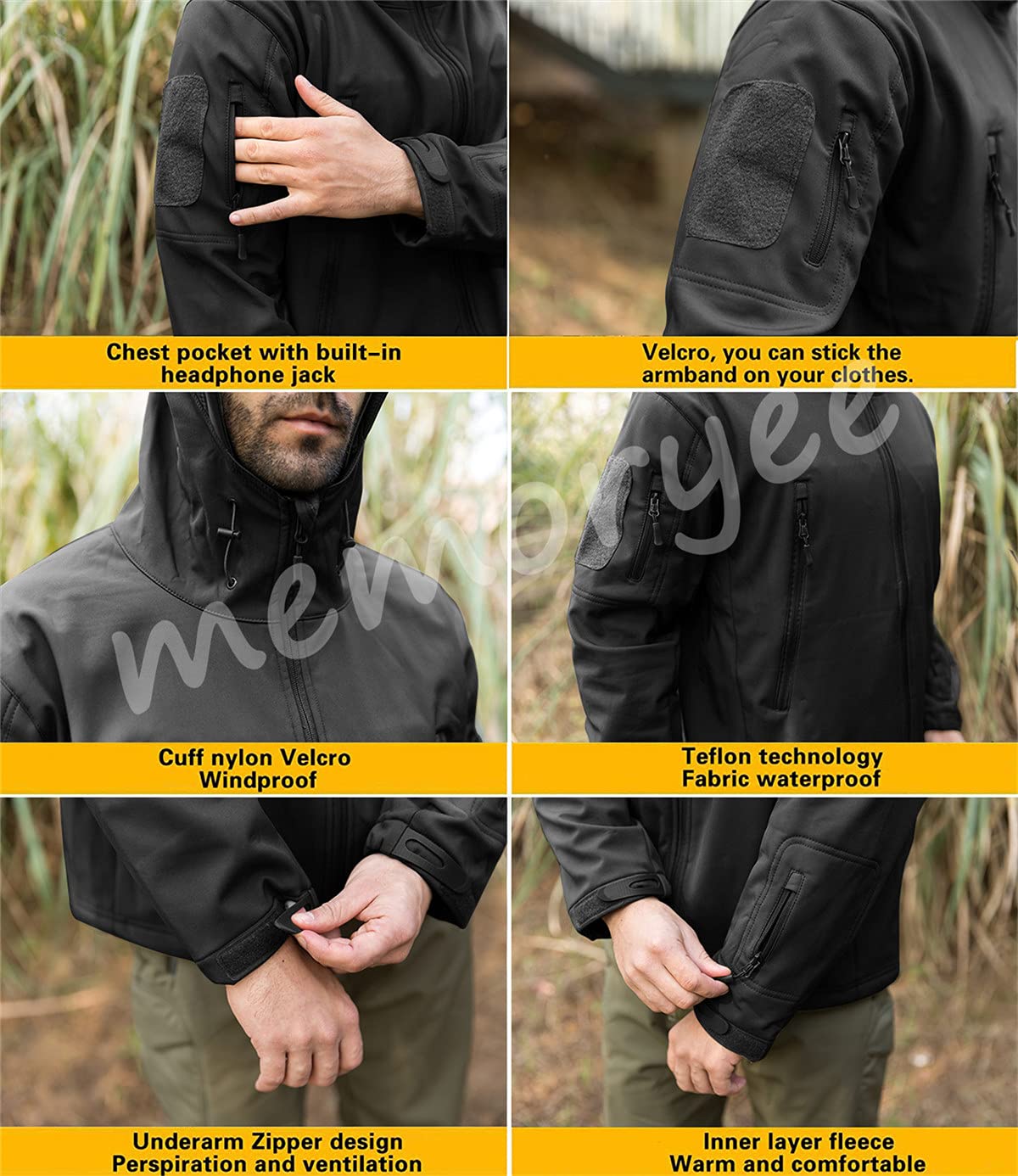 Memoryee Hombres Chaquetas Softshell Exteriores Forro Polar Impermeables Abrigos Tácticos Militares Cálidos Camuflaje Abrigo