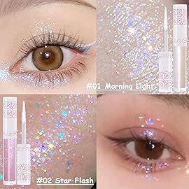 6Pcs Liquid Glitter Eyeshadow Eyeliner, Korean Makeup, Bling Under Eye Shadow, Shimmer Eye Make Up Valentine\'s Gift Set,Long Lasting,Quick Drying & Pigmented Loose Glitter Glue for Crystals Makeup