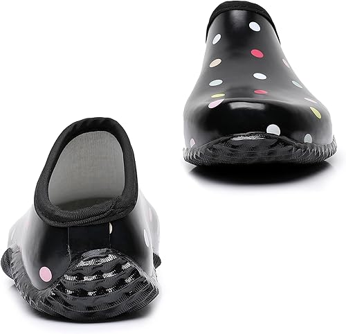 Vista 7 de Zapatos impermeables para lluvia y jardín para mujer, cómodos para exteriores, botas de lluvia de goma, para todo tipo de clima, para trabajo