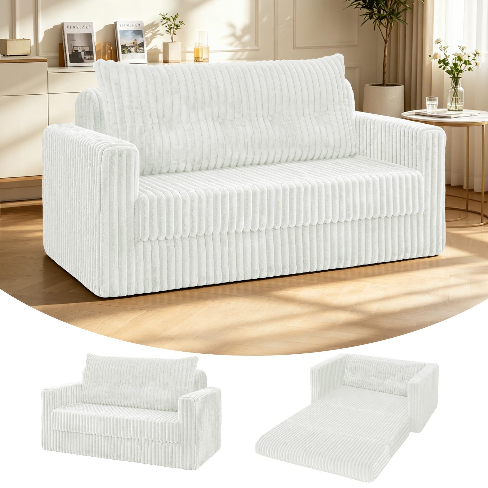 HABUTWAY Loveseat Boneless Couch,4-in-1 Convertible Sofa Bed