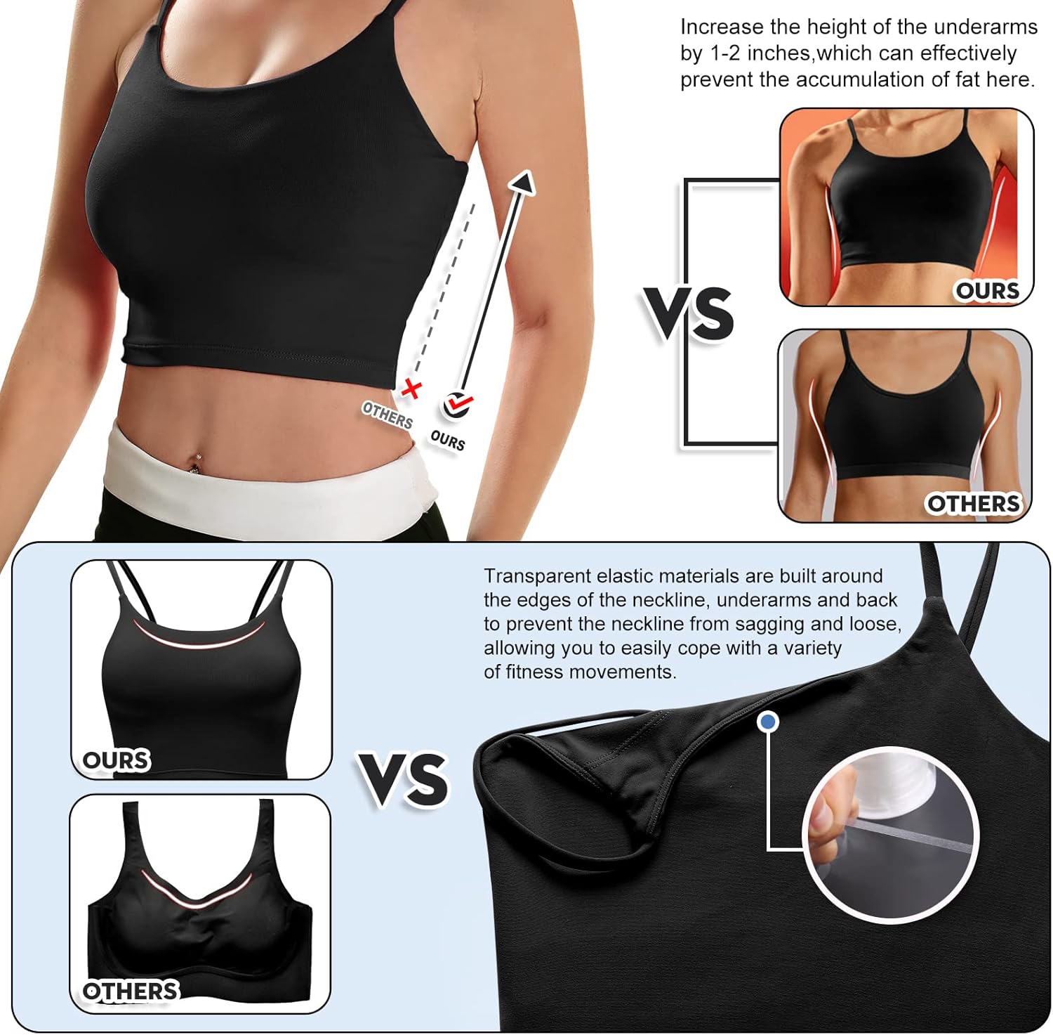 ECOPARTY Sports Bras for Women Quick-Dry Padded Wirefree Workout Crop Cute Tank Tops Camisole Yoga Fitness Running Gym - Image 4
