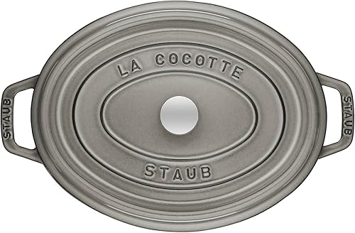 Miniatura 3 de Staub 40509-481 Picotte Gris ovalado, 6.7 pulgadas (6.7in), pequeño, doble mano, hierro fundido, olla esmaltada, compatible con inducción, ovalada