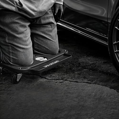 Miniatura 3 de M-AUTO Rodilleras duraderas con ruedas giratorias de 360 grados y bandeja de herramientas, almohadillas de rodillas de garaje en ruedas giratorias