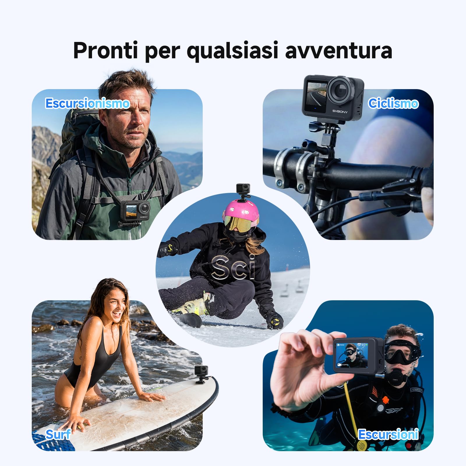 SVBONY SVGo3 4K 60FPS Fotocamera Subacquea con Scheda 128GB | Attacco Magnetico Rapido, 12m Impermeabile Senza Custodia, EIS 2.0, 2x1800mAh Batterie & Accessori