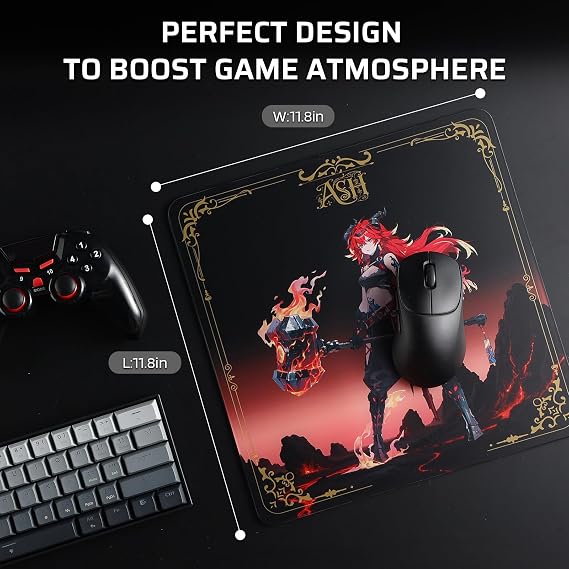LTC Tempered Glass Gaming Mouse Pad, Ultra-Smooth Micro-Etched Surface Mousepad, Improved Precision&Speed, Impact&Scratch Resistant, Anti-Slip High-Density Silicone Rubber Base, 11.8X11.8in (Ash)