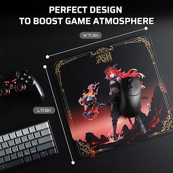 LTC Tempered Glass Gaming Mouse Pad, Ultra-Smooth Micro-Etched Surface Mousepad, Improved Precision&Speed, Impact&Scratch Resistant, Anti-Slip High-Density Silicone Rubber Base, 11.8X11.8in (Ash)