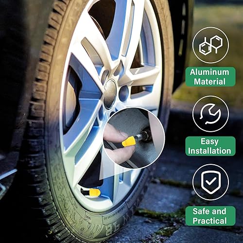 Miniatura 10 de 25 tapas de vástago de válvula de neumático, tapa de válvula de neumático de automóvil con sello de goma O, tapas de vástago de rueda herméticas a