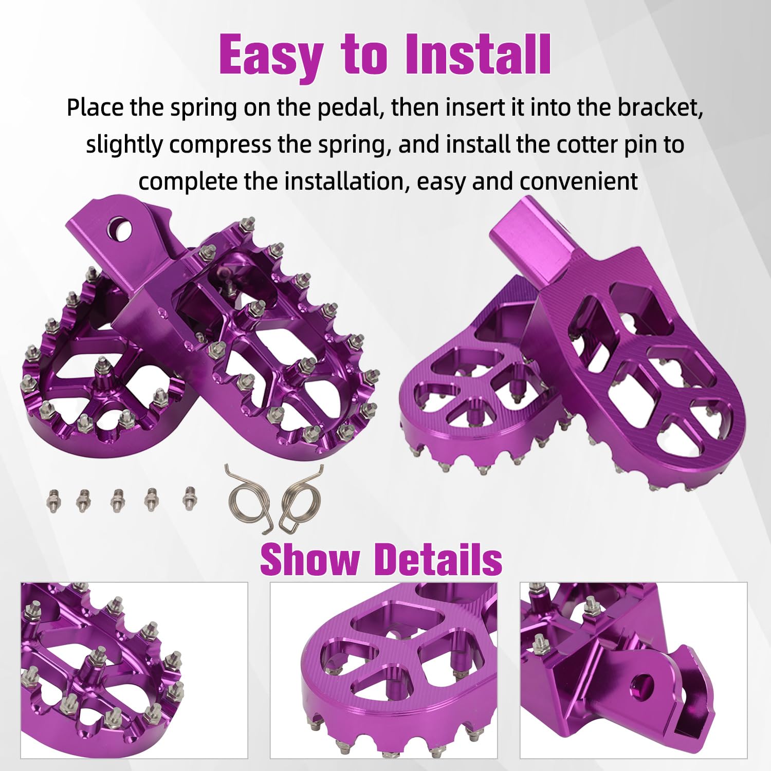 Pedane Moto,Pedalina Poggiapiedi Moto Pedane in lega di Alluminio CNC per Surron Light Bee X160 X260 Talaria Sting MX3/R MX4 X3/CRF150F CRF230F 03-19/E Ride Pro S SS 2.0 3.0 Viola