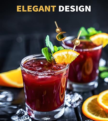 Vista 40 de 200 palillos de cóctel, palillos de dientes de cóctel elegantes para aperitivos, brochetas de cóctel de bambú para aperitivos, palillos de dientes