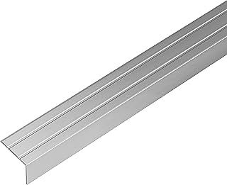 ufitec® Alu Winkelprofil 24x15 mm mit Rillen selbstklebend, Treppen Kanten & Stufen Winkel Schutzprofil (24 x 15 mm | 100 cm Länge, Silber)