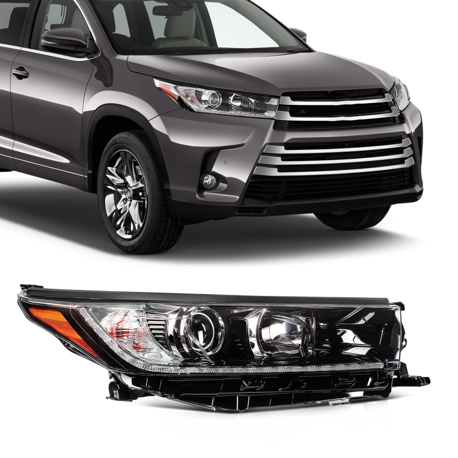 SCITOO Headlight Assembly Fit 2014-2021 For Toyota 4Runner Black Housing Amber Reflector Pair Headlights 81170-35571 — view 19