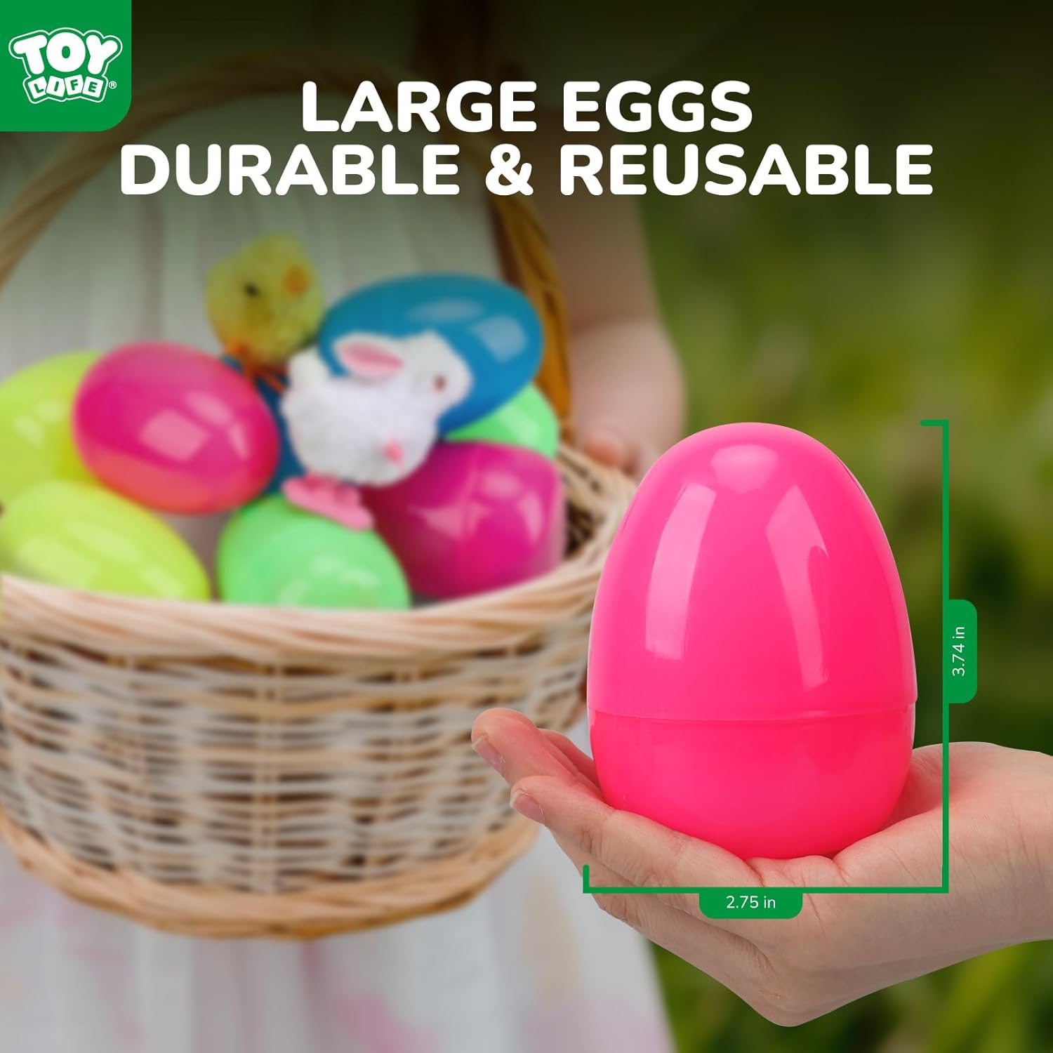 TOY Life Easter Eggs 12 Packs Filled with Wind Up Chicks and Plush Bunnies, Plastic Easter Eggs Toys Inside, Easter Filler with Wind Up Toys, Eggs for Egg Hunts, Easter Basket Stuffers for Kid Toddler
