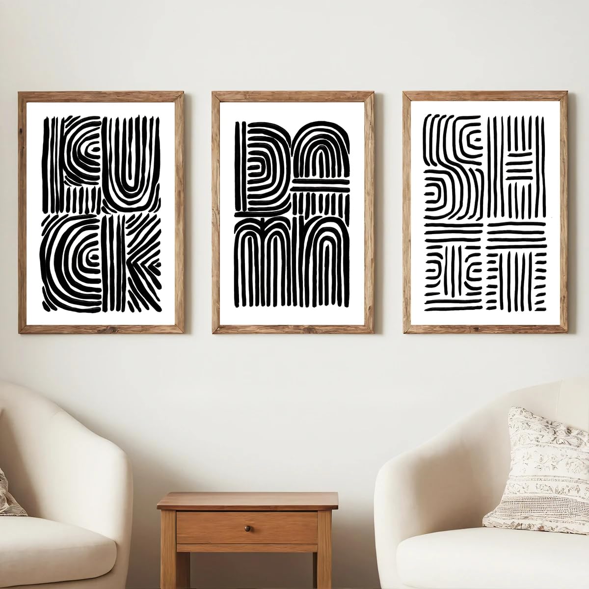 CLJKDX Abstract Geometric Lines Wall Art Canvas Painting Modern Minimalist Poster Print Wall Picture for Living Room Kitchen Home Decoration-40 * 60cm*3PCS (No Frame)