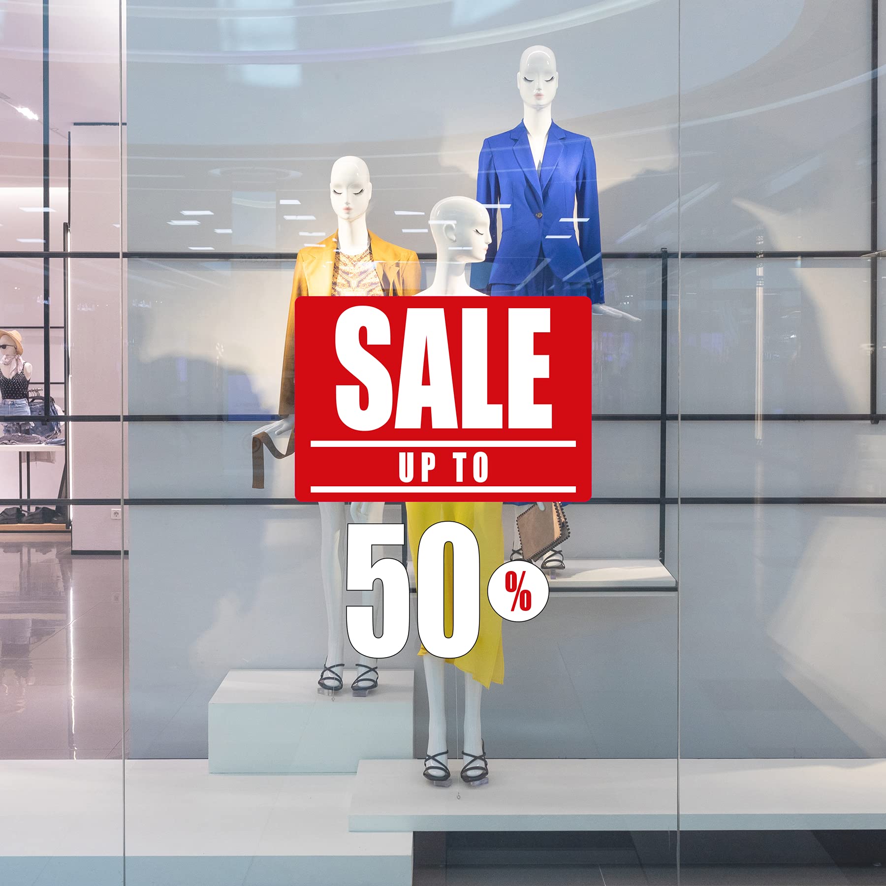 Adhesives Sale Red, Attacks and Detach, for showcases Shops and All Flat Surfaces | Promotional Stickers Decorated Window Display Do-it-Yourself
