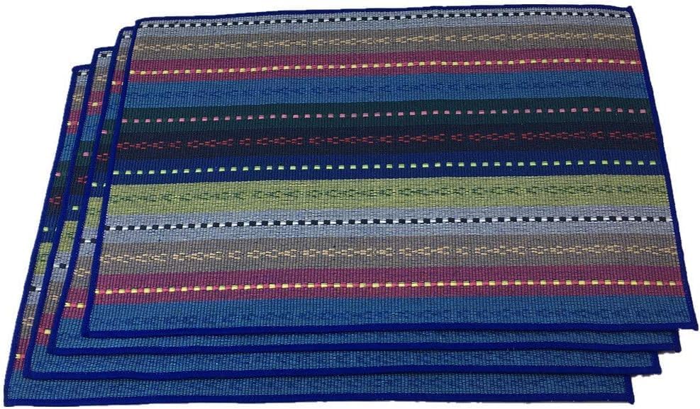 Miniatura 2 de WAZAIGUR Juego de 4 manteles individuales tejidos a mano con 100 % algodón, coloridos manteles individuales trenzados, acanalados, duraderos, con