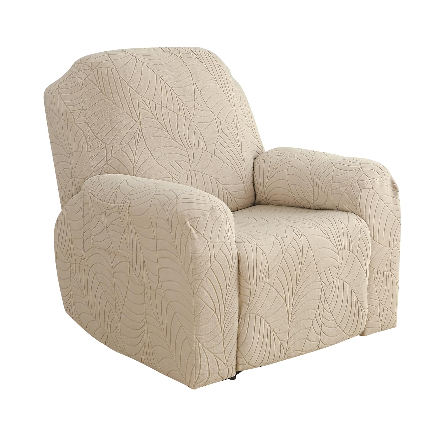Coprisedia per poltrona reclinabile in jacquard elasticizzato, in spandex e poliestere, con tasca laterale elastica, copertura per poltrona reclinabile (sabbia, 1 posto)