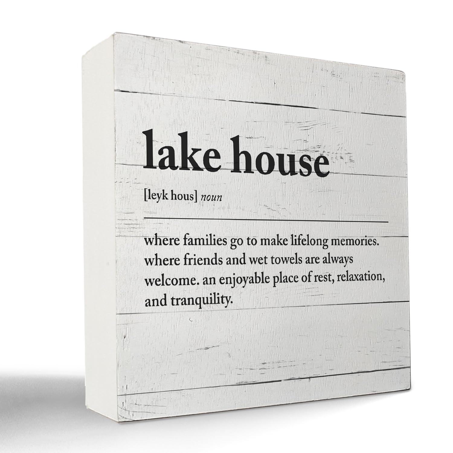 Knibeo „On Lake Time“ Holzschild – Rustikales Seemotiv, 12,7x12,7 Cm, Dekoration Für Zuhause Oder Büro