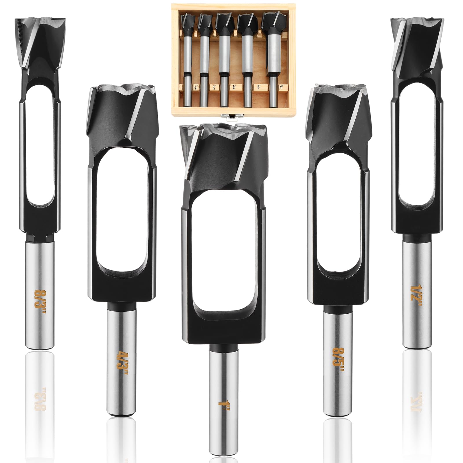 Photo 1 of Lasnten 5 Pcs Wood Plug Cutter Tenon Dowel Cutters Drill Bit Set for Woodworking with Carrying Case 3/8?, 1/2", 5/8", 3/4", 1"