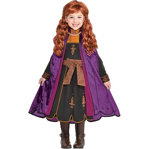 Party City Anna Travel Halloween Costume for Girls, Disney, Frozen 2, Small (4-6), with Dress and Cape