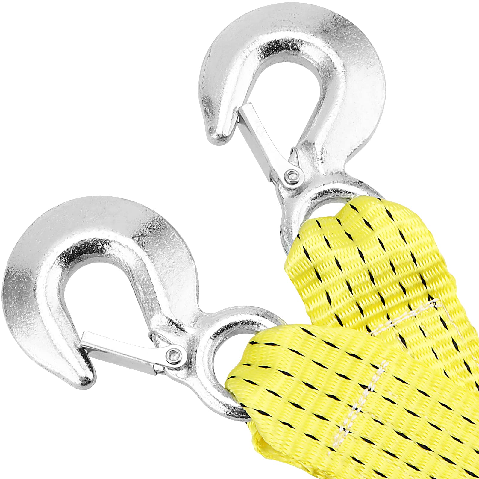 MUKLEI 2 Stück 5,1 cm x 6,1 m robuster Abschleppgurt, Abschleppseil mit Sicherheitshaken, robuster Rückholungsgurt für Fahrzeugerholung, Schlepp, Befestigung von Ladung, 4989,5 kg Kapazität, Gelb